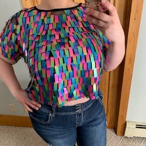 Ashley Stewart cropped sequin party top 18/20